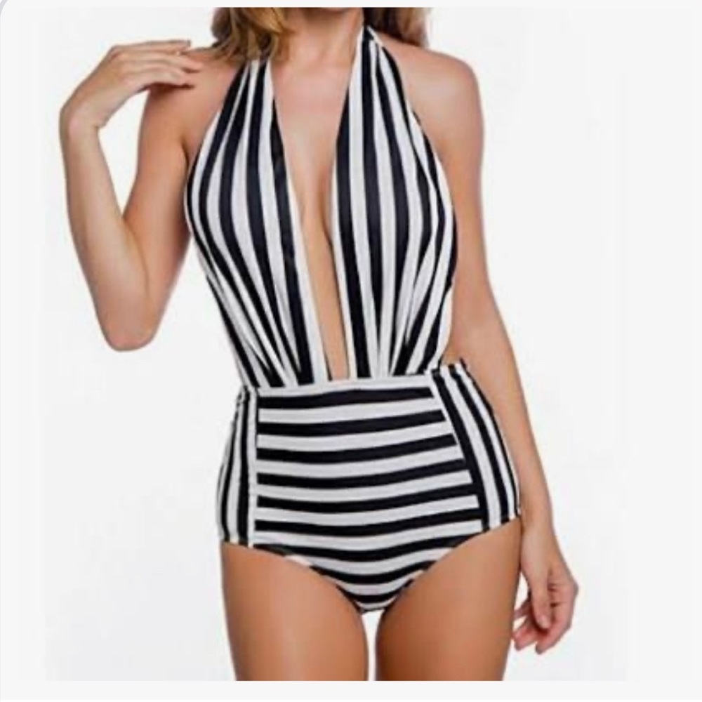 Cocoship Bathing Suit Stripe One Piece XL Swimsuit